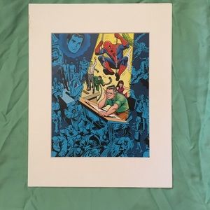 John Romita self portrait art matted Spider-Man